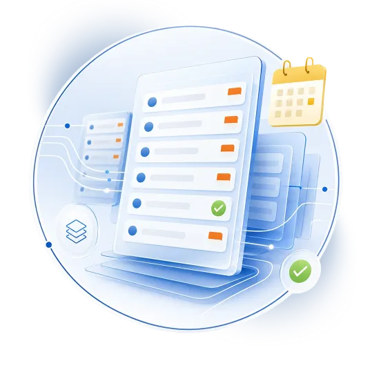 Automated portfolio checklist with due dates and completion indicators